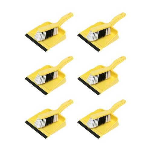 6PK Edco Flagged Fill Dustpan & Brush Set Commercial/Domestic Yellow 220x110mm