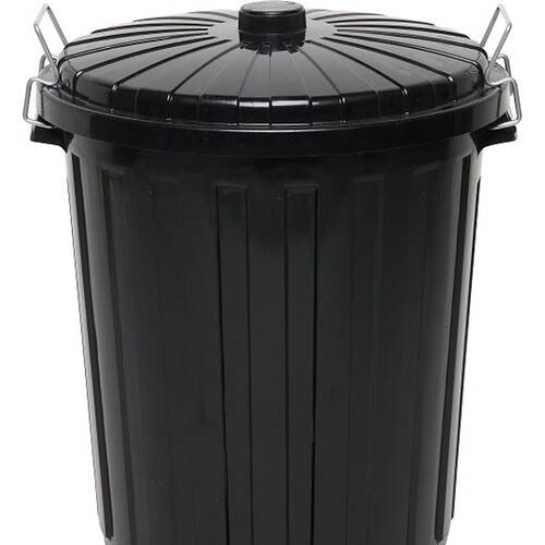 Edco Easy Lock Metal Handles Plastic Garbage Bin With Lid 73L Black