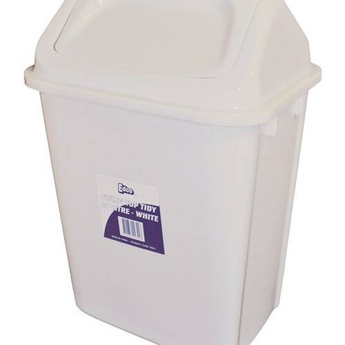 Edco Double Sided Swing Top Tidy Bin W/ Removable Lid 20L White