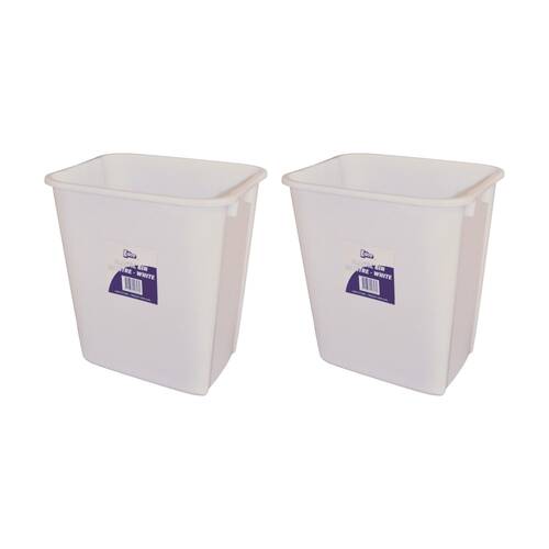 2PK Edco Easy Clean Durable Plastic Bin For All Applications 30L White