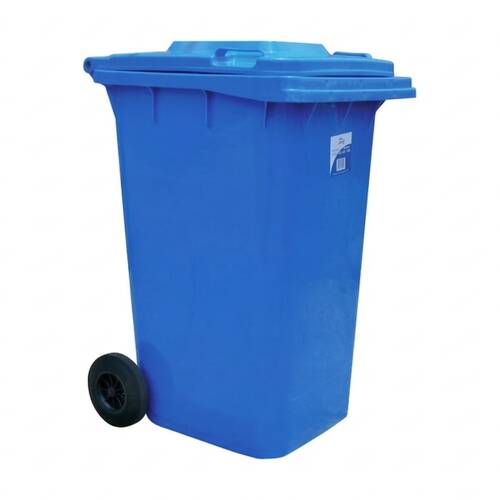 Edco Heavy-Duty Structure UV Stable Plastic Bin With Wheels Blue 240L