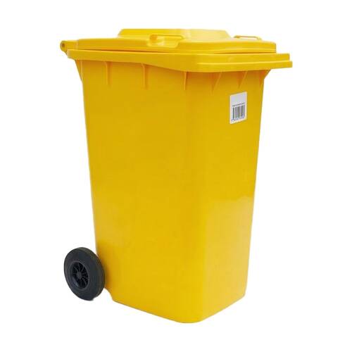 Edco Heavy-Duty Structure UV Stable Plastic Bin With Wheels Yellow 240L