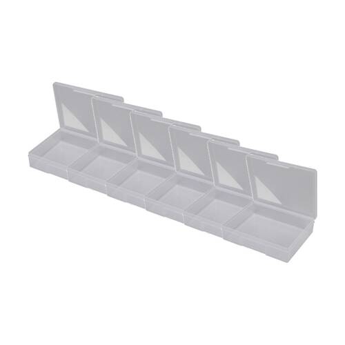 6PK Fischer Plastic 1 Compartment Storage Box Medium Case Clear