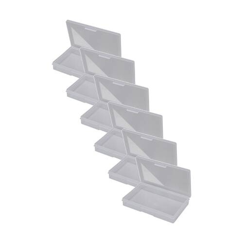 6PK Fischer Plastic 1 Compartment Storage Box Small Case Clear Parts Container