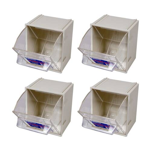 4PK Fischer Plastic Small Visi Pak Storage Drawer With Clips Modular Container