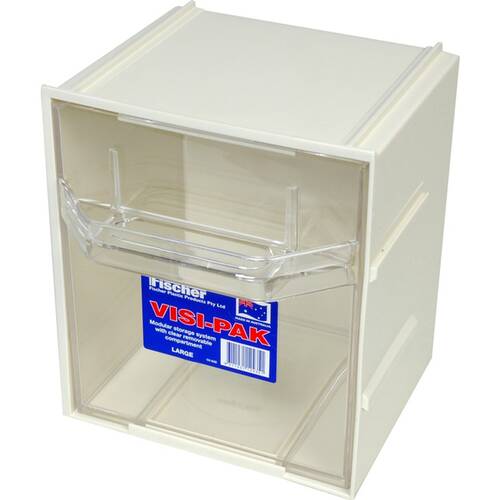 Fischer Plastic Large Visi Pak Storage Drawer With Clips Modular Organiser
