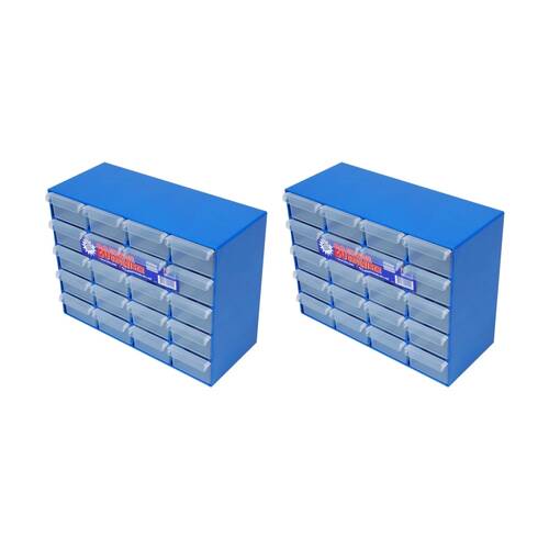 2PK Fischer Plastic 20 Drawer Storage Cabinet Spart Parts Organiser