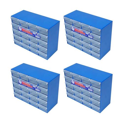 4PK Fischer Plastic 20 Drawer Storage Cabinet Spart Parts Organiser