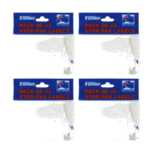4PK Fischer Plastic Pack 24 Stor-Pak Bin Labels Storage