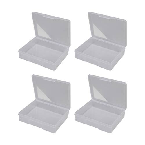 4PK Fischer Plastic 1 Compartment Storage Box Large Case Container Parts