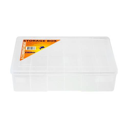 Fischer Plastic 6 Compartment Storage Box Large Deep Case
