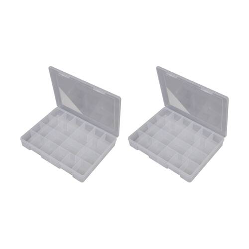 2PK Fischer Plastic 20 Compartment Storage Box Extra Large Case