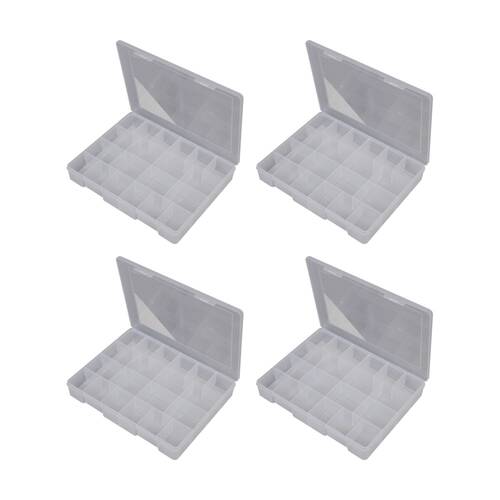 4PK Fischer Plastic 20 Compartment Storage Box Extra Large Case