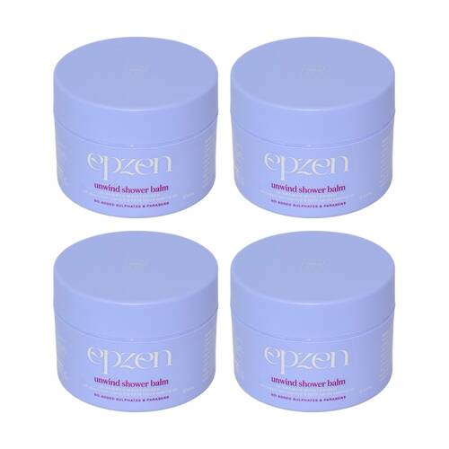 4PK Epzen Unwind Shower Balm In-Shower Moisturiser Shea Butter Vitamin E 200ml