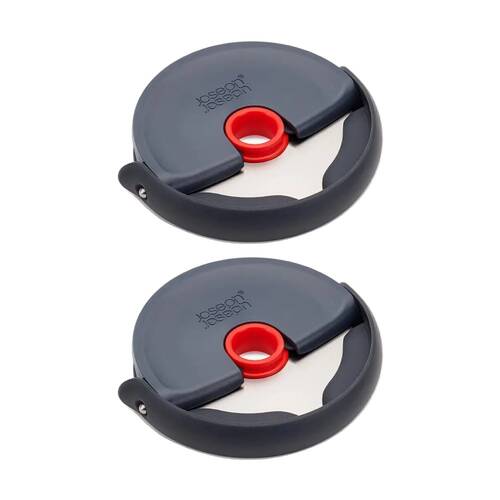 2PK Joseph Joseph Disc Easy-Clean Pizza Wheel Grey-Red Removable Blade