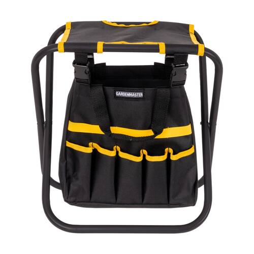 Gardenmaster Foldable Seat W/ Storage & 7 Pockets 48x20x5cm Black/Yellow