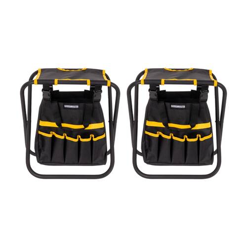 2PK Gardenmaster Foldable Seat W/ Storage & 7 Pockets 48x20x5cm Black/Yellow