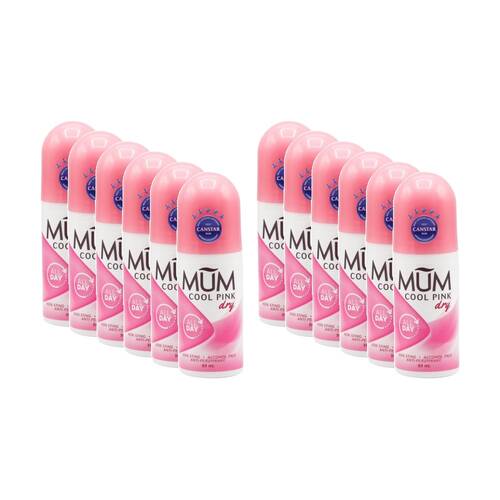 12PK MUM Roll On Antiperspirant Deodorant Cool Pink Non-Sting 50mL