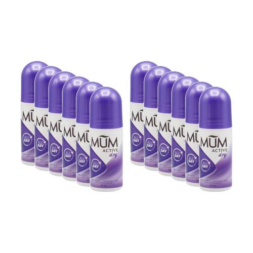 12PK Mum Women's Active Roll On Antiperspirant Deodorant 48h Protection 50ml