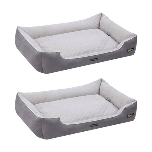 2x Paws And Claws Self Warming Walled Dog Pet Bed Grey 110x80x26cm X-Large