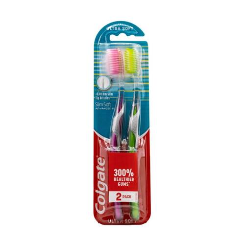 2pc Colgate Slim Soft Advanced Ultra Sensitive Gums Toothbrushes Assorted