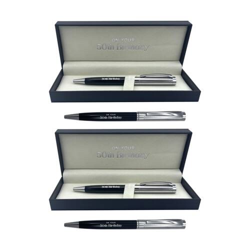 2PK Gibson Gifts 50th Birthday Pen Stationery Writing Instruments