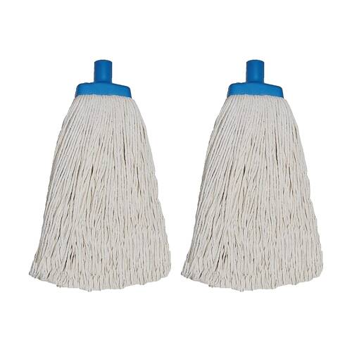 2PK Edco Contractor 100 Percent Cotton Mop Head Plastic Ferrule 28 Blue