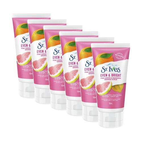 6PK St Ives Scrub Even And Bright Pink Lemon Mandarin Orange 150mL