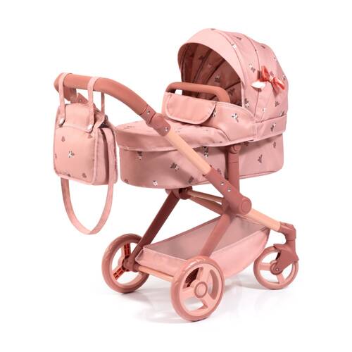 Bayer Xeo Doll Pram Flower Convertible Jogger Adjustable Handle Rose 52cm