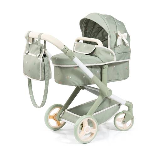 Bayer Xeo Doll Pram Flower Convertible Jogger Adjustable Handle Sage Green 52cm