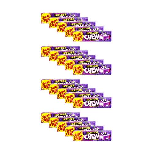 20PK Chupa Chups Incredible Chew Grape 45g Party Favours Candy/Lollies/Gummies