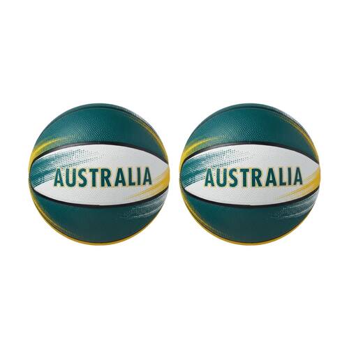 2x Hunter Leisure Australia Basketball Indoor Outdoor Play Size 7 Green/Yel/Wht