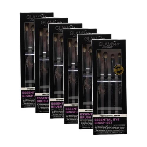 6x 4pc Manicare Essential Eye Brush Set Glam Pro Professional Series