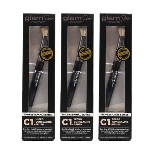 3PK Manicare Make Up Micro Concealing Brush C1 Glam Pro Professional Series