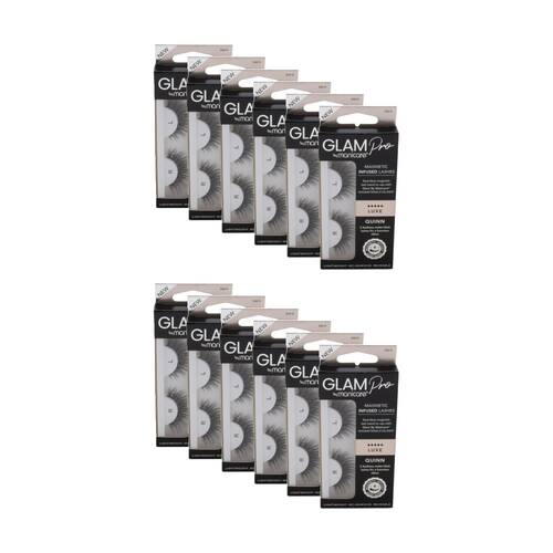 12PK Manicare Glam Pro Magnetic Infused Luxe Quinn Lashes Set Lightweight