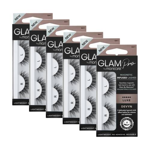 6PK Manicare Glam 2 Magnetic Infused Lashes W/ Lash Band Luxe Devyn