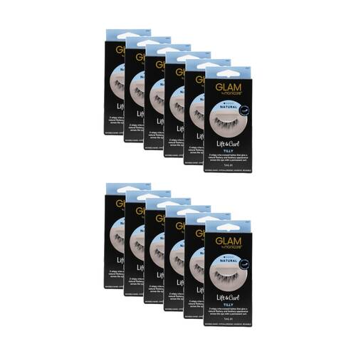 12PK Manicare Glam Lift & Curl 2 Wispy Lashes W/ Comfort Band 1ml Natural Tilly