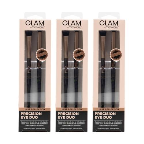 3x 2pc Manicare Precision Eye Duo Brush Make Up Set Glam Lux Collection
