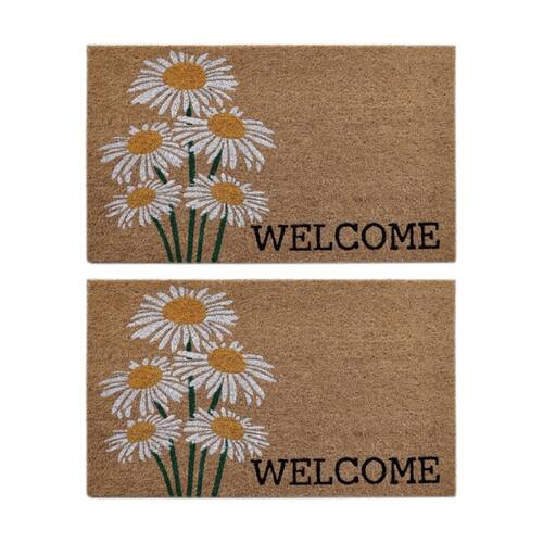 2PK Solemate Daisey Wel Coir Back Indoor/Outdoor Floor & Door Mat 45x75cm
