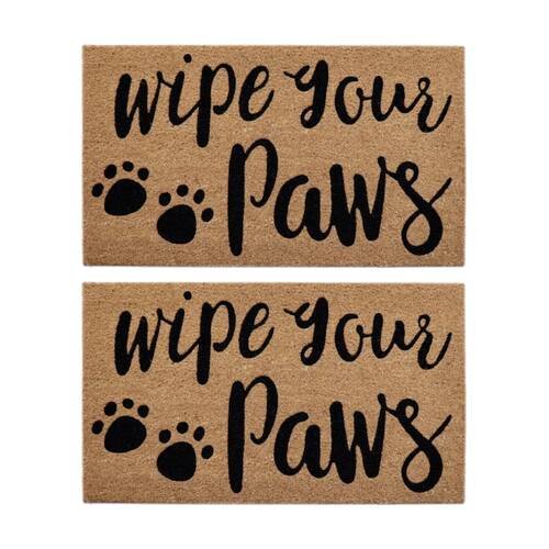 2PK Solemate Wipe Your Paws Coir Back Indoor/Outdoor Floor & Door Mat 45x75cm