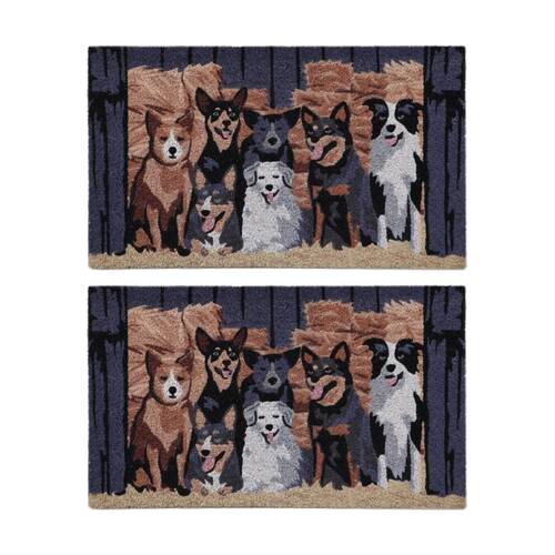 2PK Solemate Barn Dogs Coir Back Indoor/Outdoor Floor & Door Mat 45x75cm