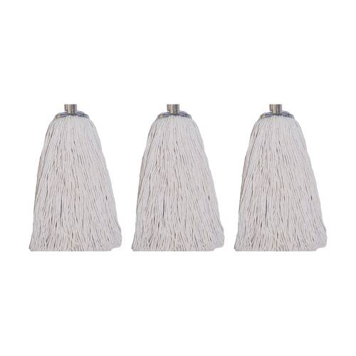 3PK Edco Polycotton Mop Head Metal Ferrule Cleaning Tool 20 1inchx25mm