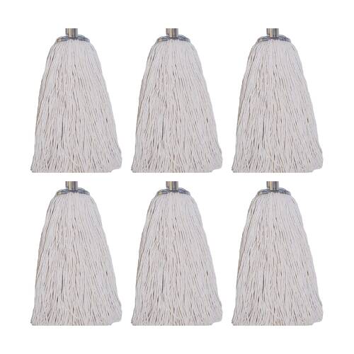 6PK Edco Polycotton Mop Head Metal Ferrule Cleaning Tool 20 1inchx25mm