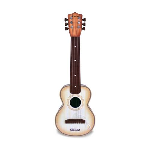 Bontempi Plastic Guitar With Wood Finish 6 Metal Strings Music 55cm