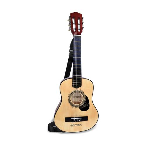 Bontempi Wooden Guitar Classical 6 Strings Tunable With Shoulder Strap 75cm