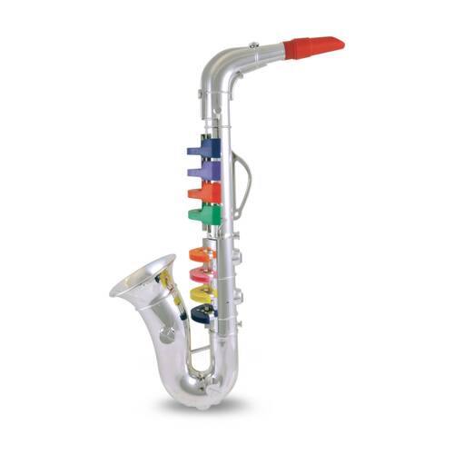 Bontempi Silver Saxophone With 8 Coloured Keys Musical Instrument 42cm