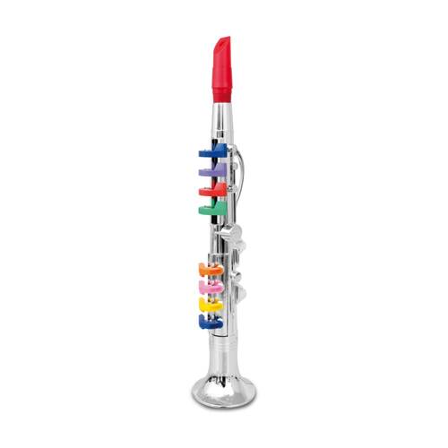 Bontempi Silver Clarinet With 8 Coloured Keys Musical Instrument 42cm