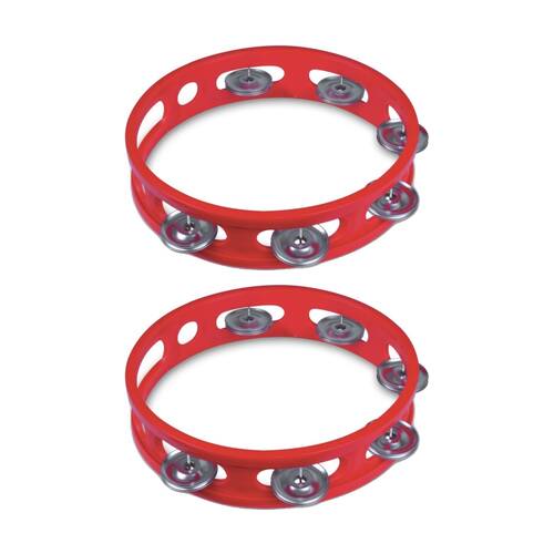 2PK Bontempi Tambourine With Metal Cymbals Music Instrument Red 155x165x33mm