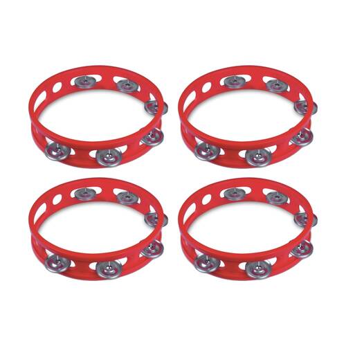 4PK Bontempi Tambourine With Metal Cymbals Music Instrument Red 155x165x33mm