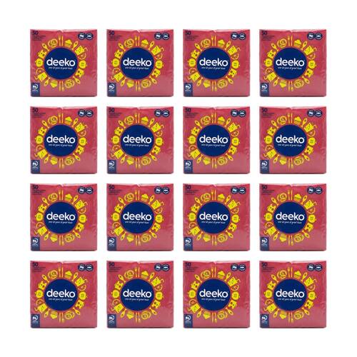 16x 50pc Deeko Thick Soft Extra Strong Napkins 31x31cm Assorted